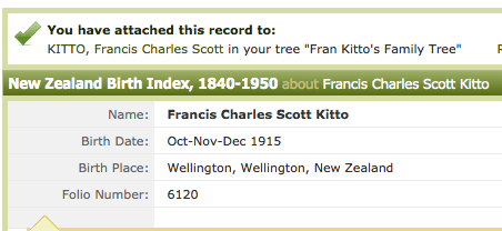   Francis Charles Scott KITTO - Ancestry Results for NZ Births 