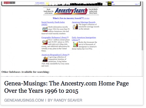Randy Seaver shows Ancestry via the Wayback Machine