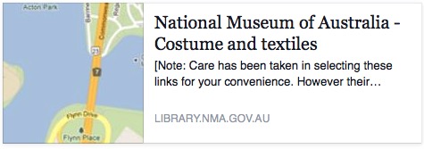 National Museum of Australia Links for Costume and textiles