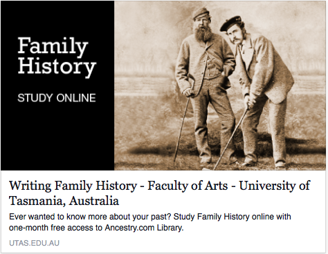 Study Writing Family History at the Uni of Tasmania