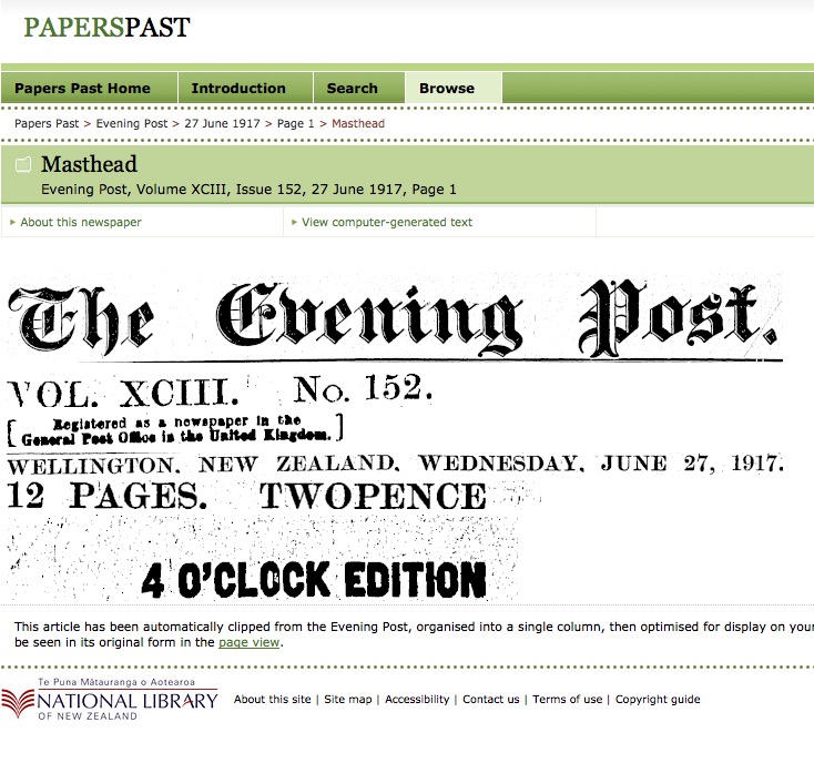 Evening Post, Volume XCIII, Issue 152, 27 June 1917